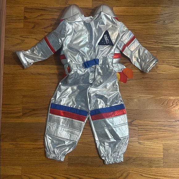 Pottery Barn Kids Silver Spacesuit Astronaut Costume & HELMET SET - Picture 3 of 15